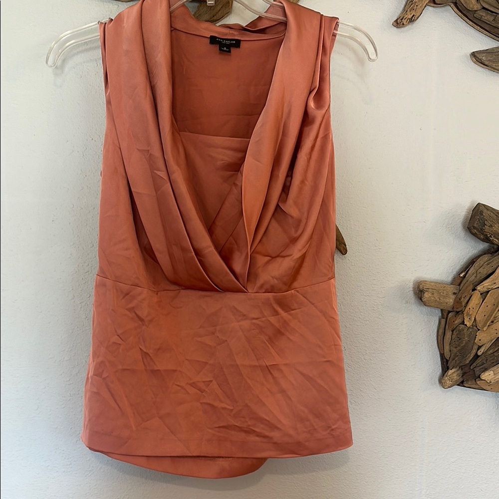 Ann Taylor Pink Draped Tank Top Blouse